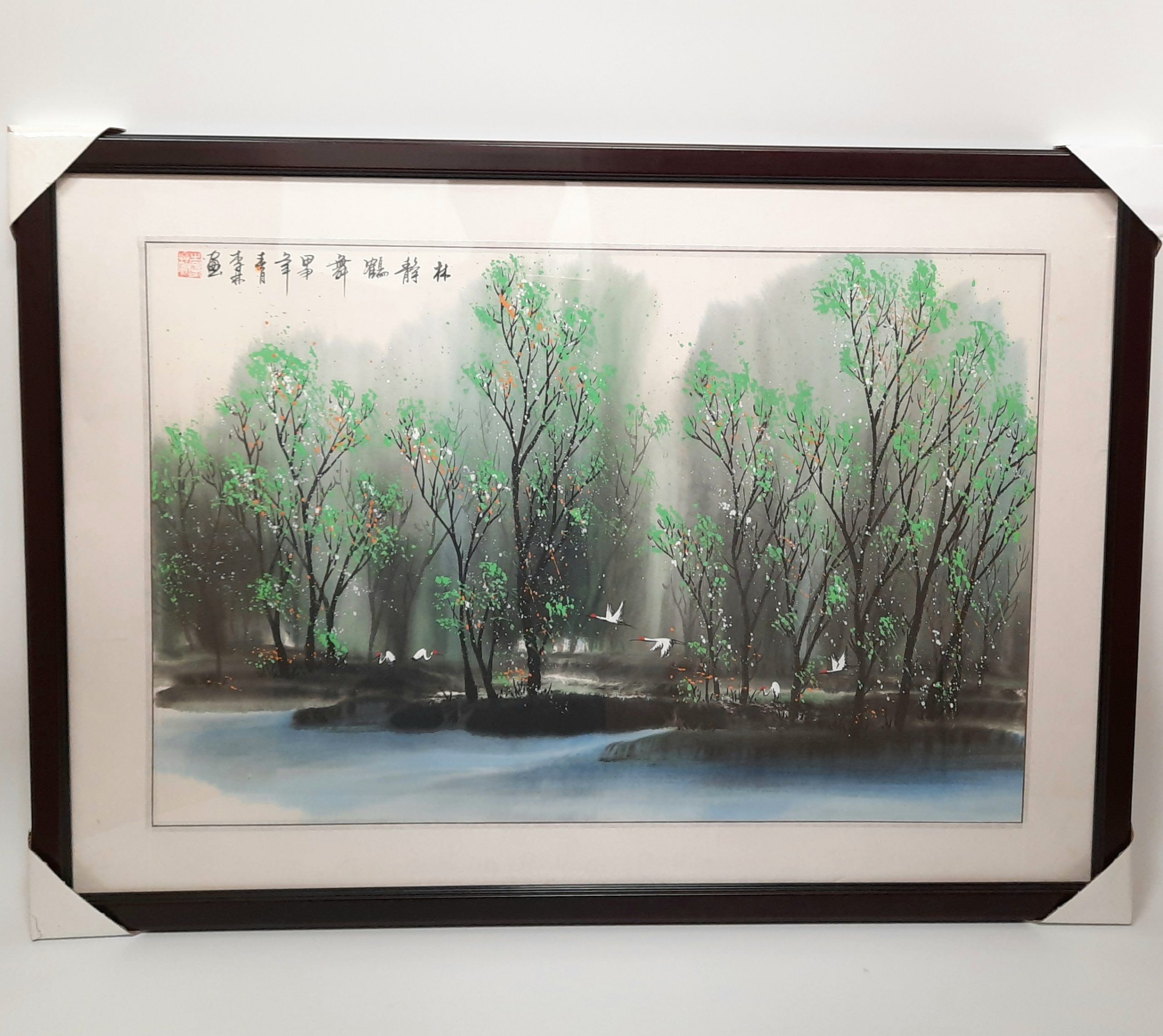 White Cranes in Tranquil Forest