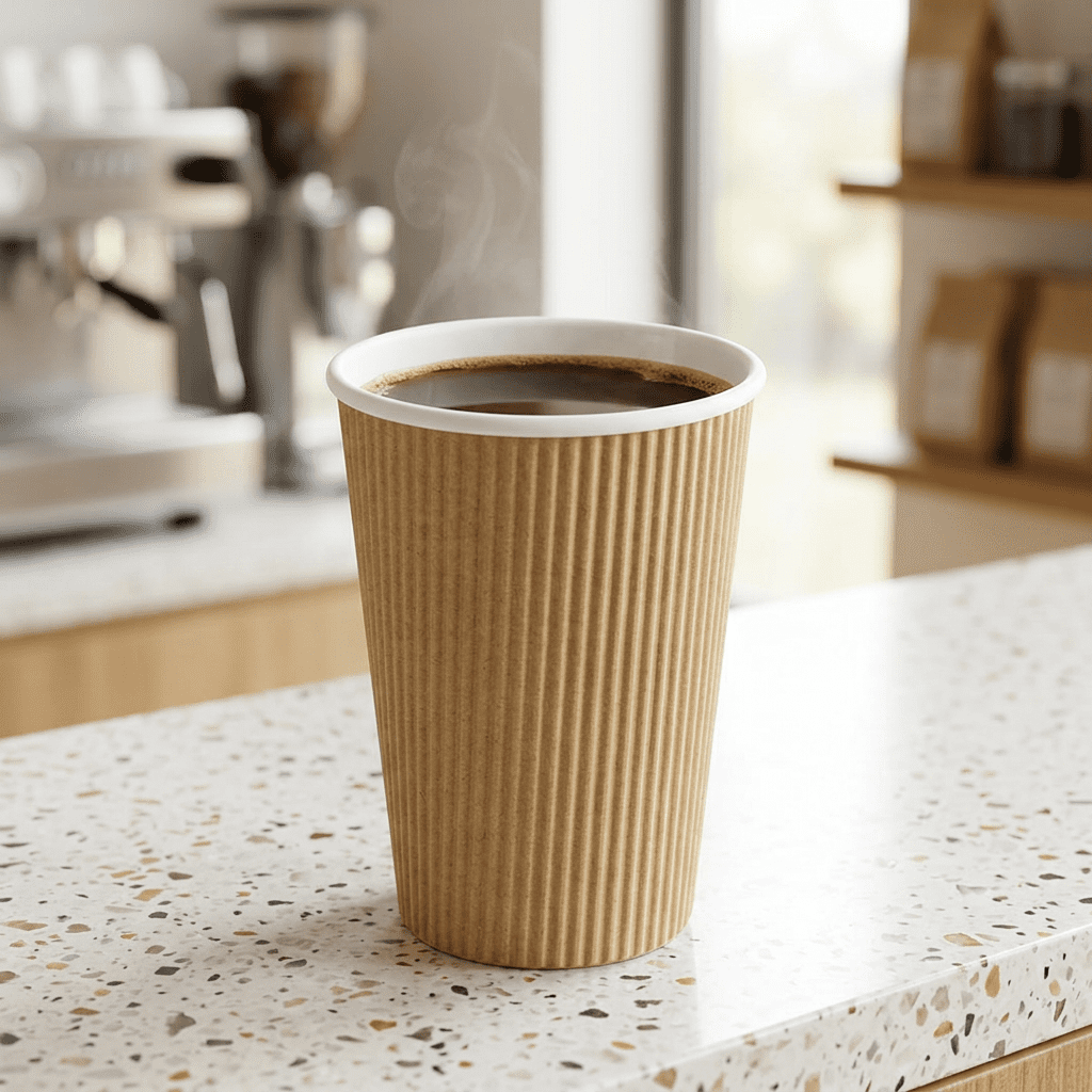 kraft coffee cup 16oz, lifestyle product photo