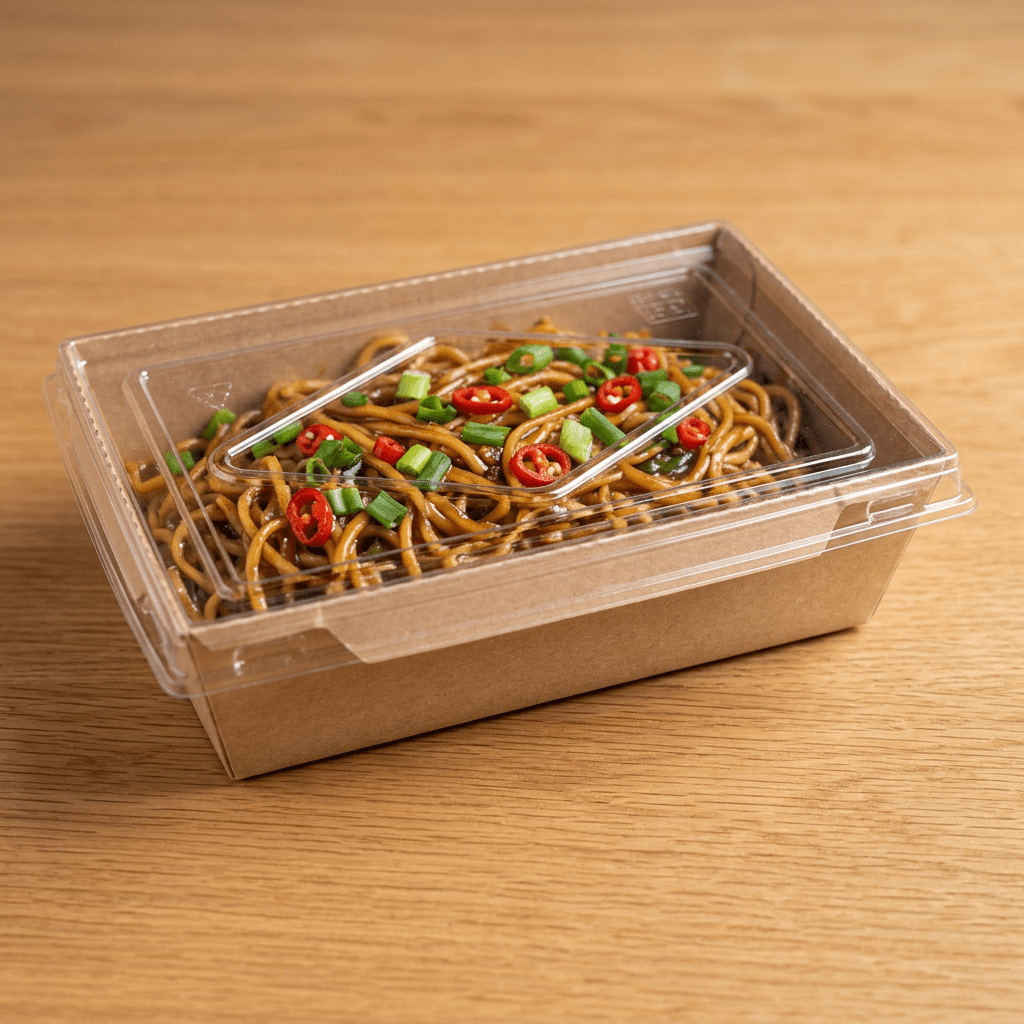 kraft paper food box 700cc with lids, lifestyle product photo