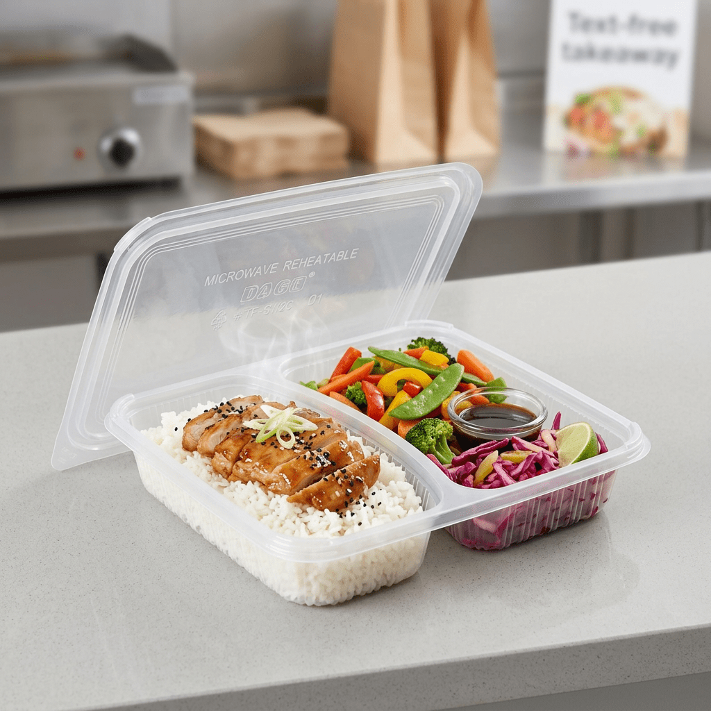 1100ml 2 compartment square container, lifestyle product photo