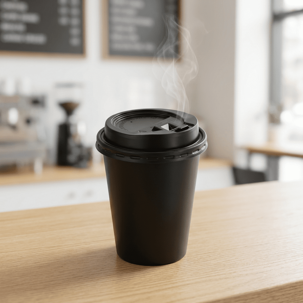 coffee cup reclosable lid 8oz, lifestyle product photo