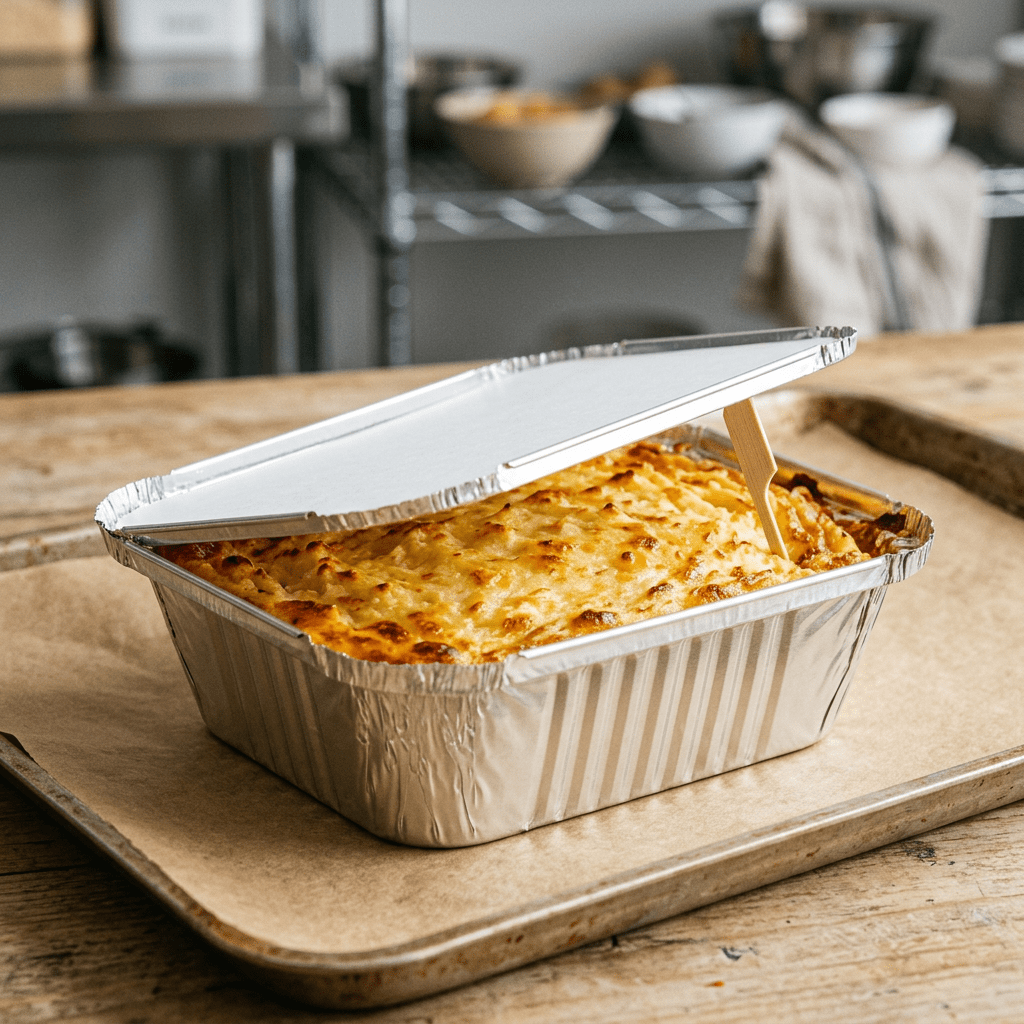 no 2 foil containers board lids, lifestyle product photo