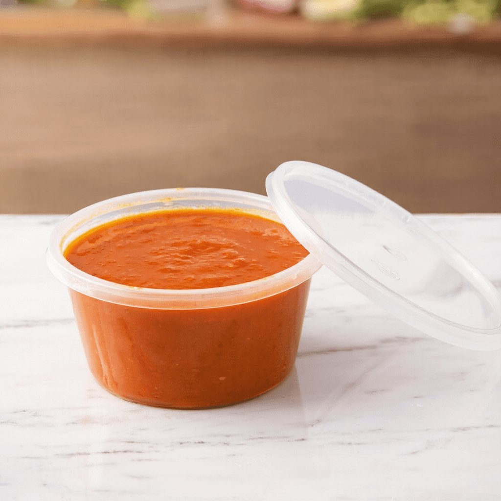 4oz round food container, lifestyle product photo