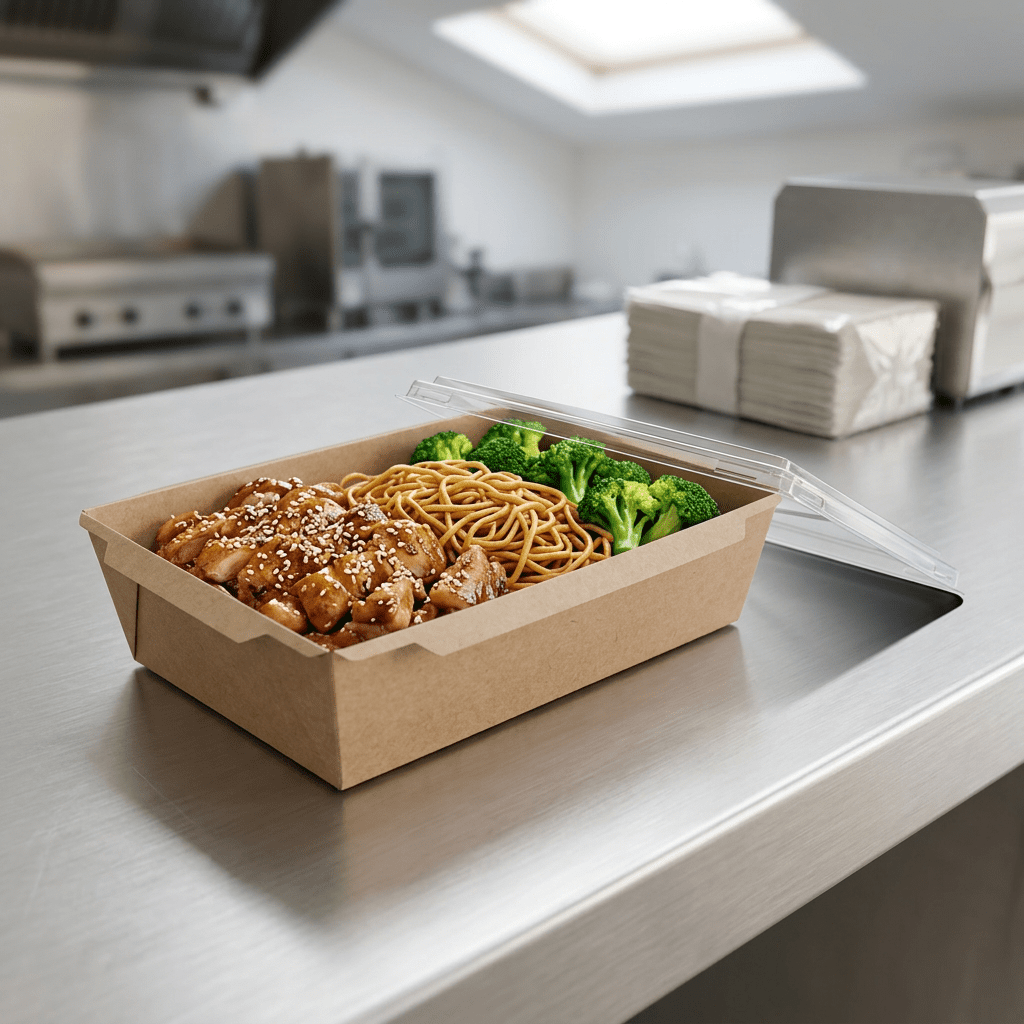 kraft paper food box 900cc, lifestyle product photo