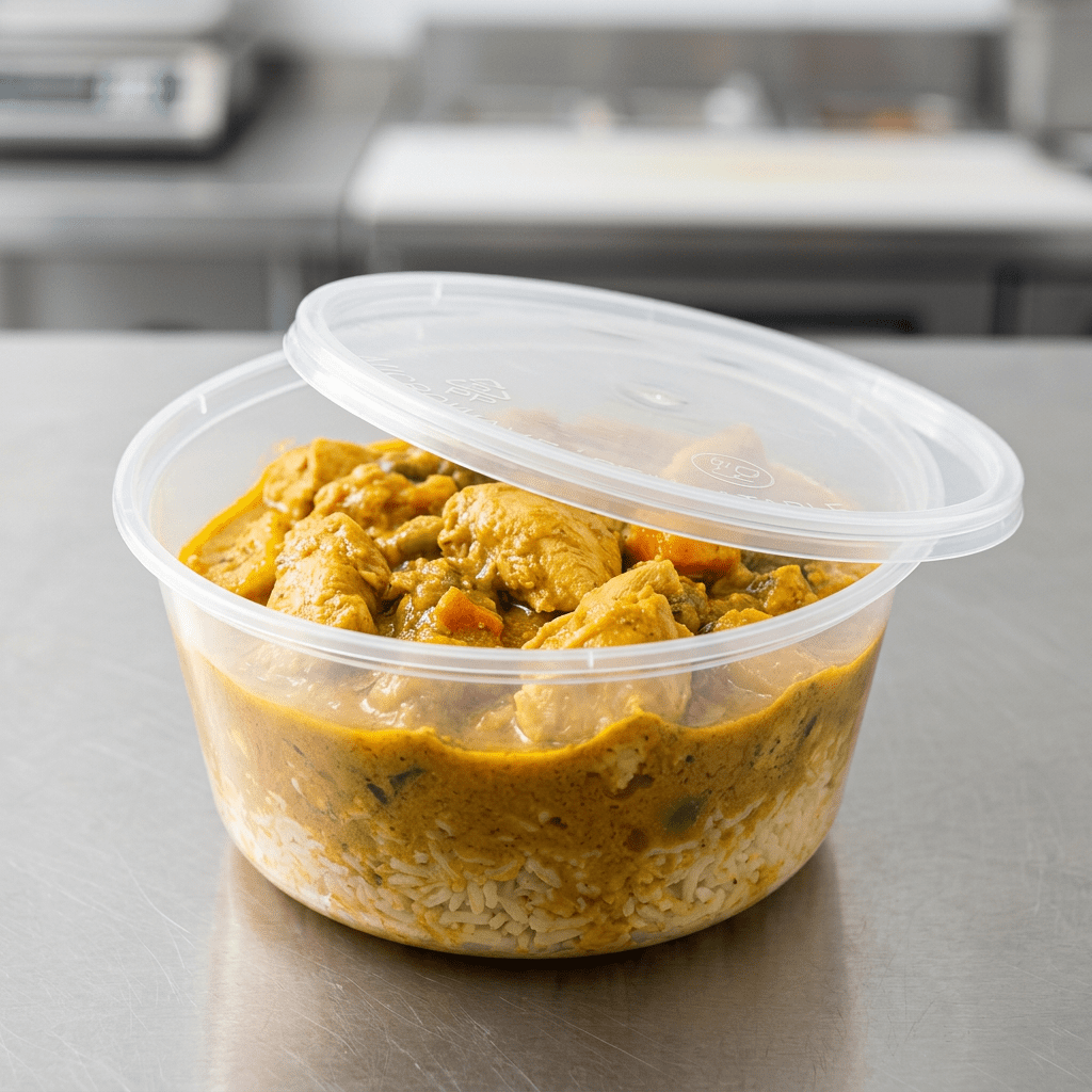 16oz round food container, lifestyle product photo
